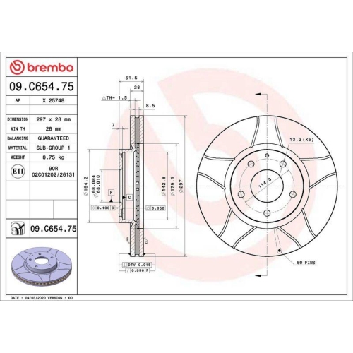 Set disc frana Mazda 6 Box / Estate (Gj) 01.13-05.16, 6 Estate (Gj Gl) 08.12-, 6 Sedan (Gj Gl) 12.12-, Cx-5 (Ke Gh) 11.11-02.17, Cx-5 Van (Ke) 11.11-02.17, Fata, 297X28mm, ventilat, BREMBO