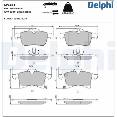 DELPHI set placute frana,frana disc