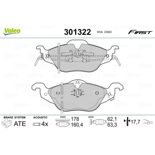 VALEO set placute frana,frana disc FIRST