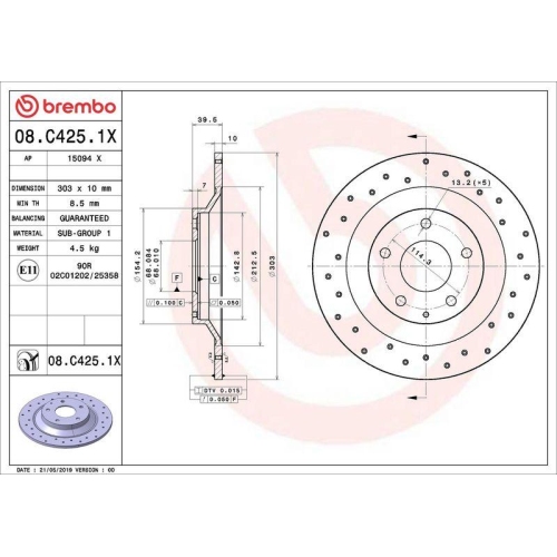 Set disc frana Mazda Cx-30 (Dm) 04.19-, Cx-5 (Ke Gh) 11.11-02.17, Cx-5 (Kf) 11.16-, Cx-5 Van (Ke) 11.11-02.17, Mx-30 (Dr) 05.20-, Spate, 303X10mm, plin, BREMBO