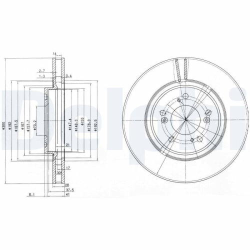 Set discuri frana Acura Rl; Honda Accord 6 (Ck, Legend 3 (Ka), 3.5, 2.2 Type-R (CH1), 3.5 1 24V (KA9), punte fata, 300x28, ventilat, DELPHI