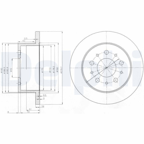Set discuri frana Citroen: Jumper (230), Jumper (244); Fiat: Ducato (230), Ducato (244); Peugeot: Boxer (244), Boxer (230)., punte spate, 280x16, plin, DELPHI