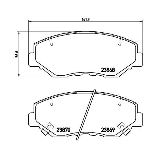 Placute frana Honda Accord 7 (Cl Cn) 01.03-09.12, Accord 7 Tourer (Estate) (Cm Cn) 04.03-05.08, Civic X Liftback (Fc Fk) 09.16-, Civic X Sedan (Fc) 09.15-, Cr-V 2 (Rd) 09.01-07.07, Element (Yh) 07.02-12.11, Pilot 09.02-07.08, Fata, BREMBO