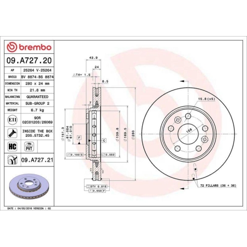 Set disc frana Mercedes Citan Box (W415) 11.12-, Citan Estate (W415) 11.12-08.21, Citan Mixto Extended Double Cabine Truck (415) 11.12-, Citan Mpv (W415) 11.12-08.21; Nissan Nv250 Box (X61) 07.19-, Nv250 Bus (X61) 07.19-; Renault Kangoo / Grand Kangoo 2 (