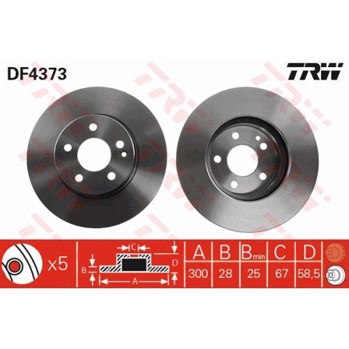 Disc frana Trw DF4373, parte montare : Punte fata