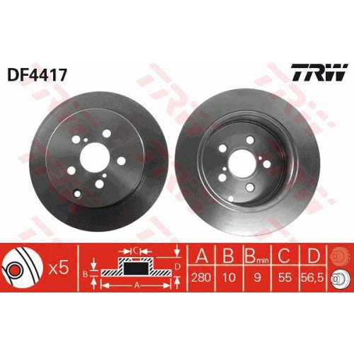 Disc frana Trw DF4417, parte montare : Punte spate
