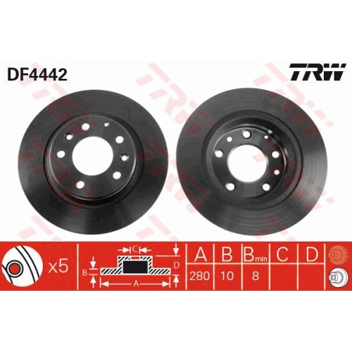 Disc frana Mazda 323 F, 09.1998-05.2004, Mazda 6, 12.2007-07.2013, 626 5, 01.1998-12.2020, Mx-5 3, 03.2005-12.2014, Premacy, 07.1999-03.2005, TRW