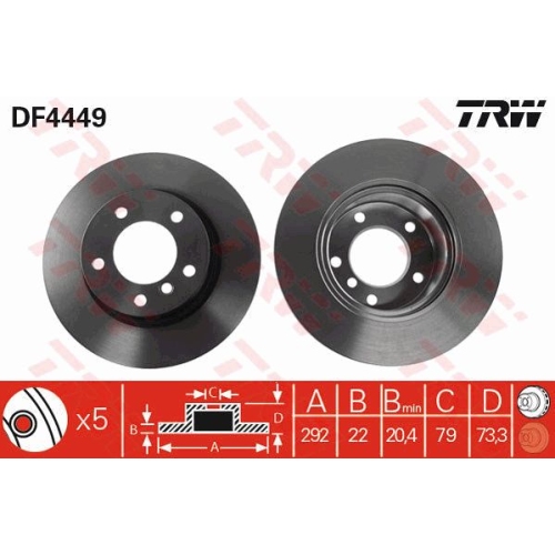 Disc frana Trw DF4449, parte montare : Punte fata
