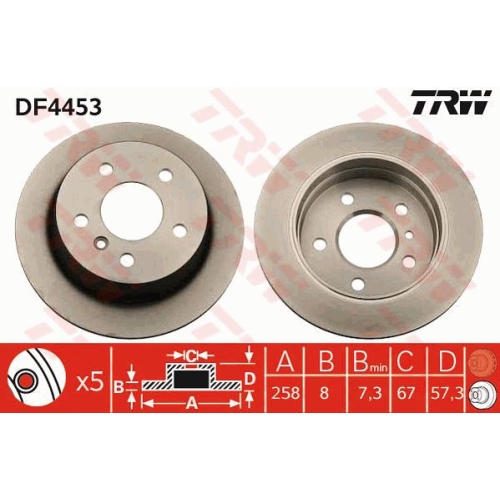Disc frana Mercedes Clasa A, 09.2004-06.2012, Klasa B, 03.2005-11.2011, TRW