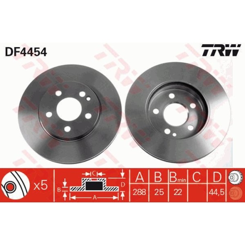 Disc frana Trw DF4454, parte montare : Punte fata