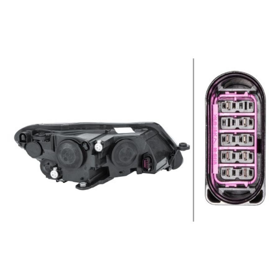 Far Skoda Superb (3v) 05.2015-, Stanga, tip bec H15+H7+Psy24w, reglare electrica, cu lumini pentru timp de zi, cu motoras, ECE, Hella, 3V1941015,