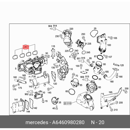 Set garnituri galerie admisie Mercedes Clasa E W211 E220cdi 2003-, E200cdi 2006-, T-Model S211 E220t Cdi 2003-, E200cdi 2006-, Clasa C W204 C200cdi, C220cdi 2007-, T-Model S204 C200cdi, C220cdi 2007-, A6460902437
