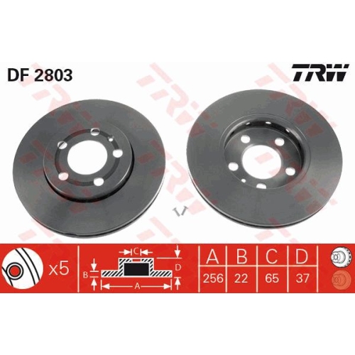 Disc frana Audi Audi A2, A1, Seat Toledo, Leon, Ibiza, Cordoba, Skoda Roomster, Rapid, Octavia, Fabia, Vw Bora, Fox, Golf 5, Polo, TRW