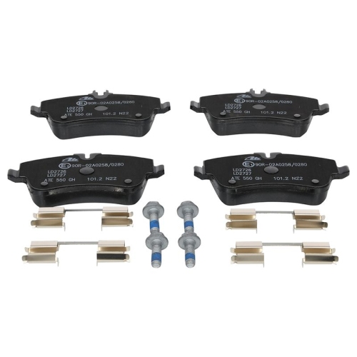 Set placute frana fata ATE, Mercedes Clasa C (W203), 2000-2007, CL203, S203, Clasa CLC (Cl203), CLK (C209; A209), SLK (R171), 2004-2011, Fata; puntea fata; Tip frina : frane disc; Sistem de franare : hidraulic