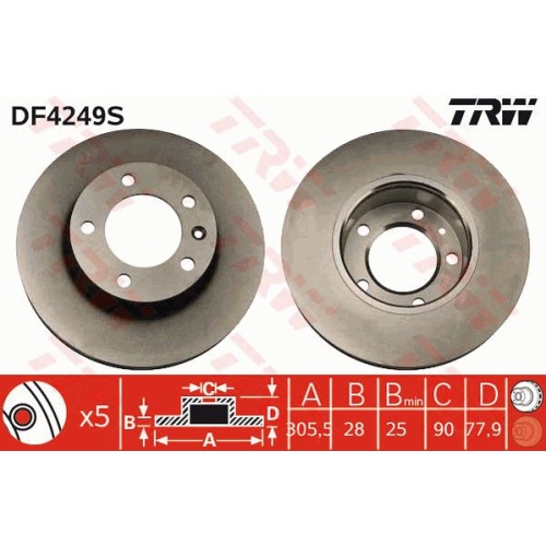 Disc frana Trw DF4249S, parte montare : Punte fata