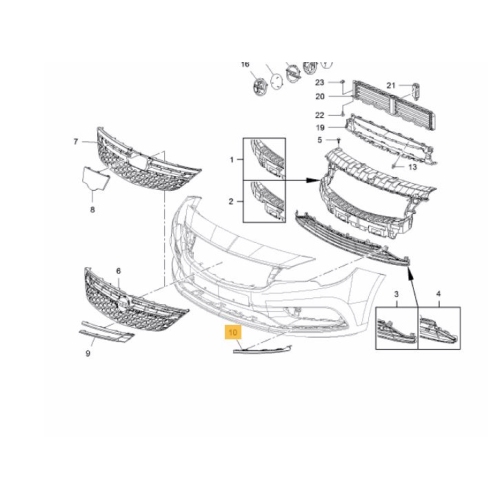 Bandou grila bara protectie Opel Astra K, 10.2015-, Fata, partea Dreapta, Aftermarket