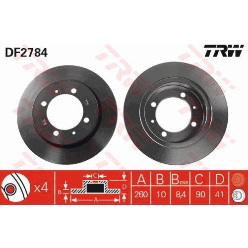 Disc frana Trw DF2784, parte montare : Punte spate