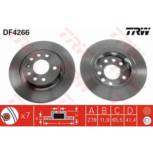 Disc frana Fiat Croma, 06.2005-2010, Signum, 05.2003-2008, Vectra C, 2002-2009, 9-3x, 2009-2012, 9-3, 2002-2015, TRW