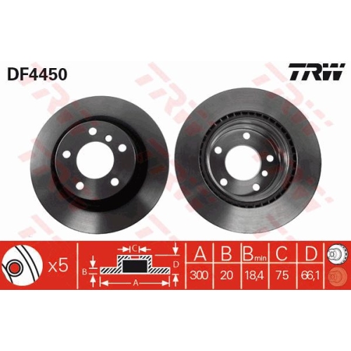 Disc frana Trw DF4450, parte montare : Punte spate