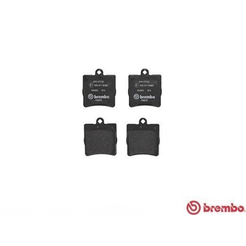 Placute frana Mercedes Clasa C (W203) 05.00-12.07, Clasa C Coupe (Cl203) 03.01-06.11, Clasa CLC (Cl203) 05.08-06.11, Clk (C209) 05.02-03.10, Clk Cabriolet (A209) 06.02-03.10, Clasa E Convertible (A124) 05.93-03.98, Slk (R171) 03.04-12.11, Spate, BREMBO