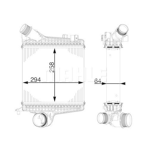 Intercooler Audi Q7 2015-, Q8 2018-; Volkswagen Touareg 2018-, 294x258x64mm, MAHLE 95K2J81X