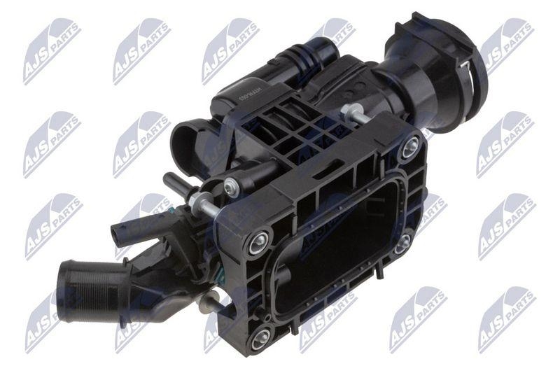 Termostat cu carcasa Ford Focus IV 1.5 ecoblue 2018-, Opel Vivaro 1.5 2019-, Citroen Jumpy III 1.5 BlueHDI 2016-, Peugeot Expert 1.5 BlueHDI 2016-, Toyota Proace 1.5 D-4D 2016-; JX6Q8A586AA; NTY, aftermarket