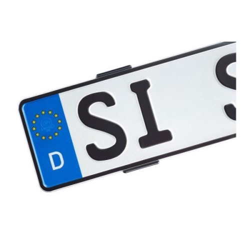 Set 4 suporti numar inmatriculare, fata-spate, negru, fara rama, universal, 8 suruburi incluse