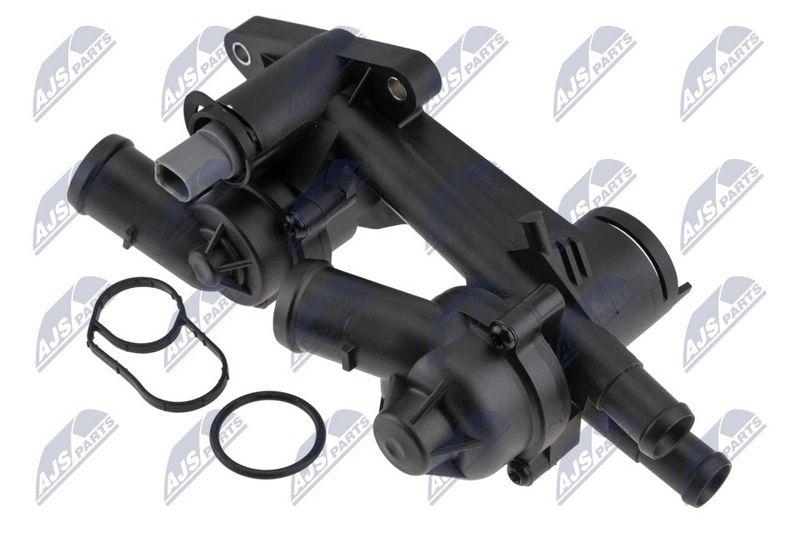 Termostat cu carcasa VW Golf, Passat, Scirocco, Sharan, Tiguan, Touran, Jetta, Eos, Cc, Beetle, Skoda Fabia, Audi A1, Seat Ibiza, Alhambra; 03C121111P; NTY, aftermarket