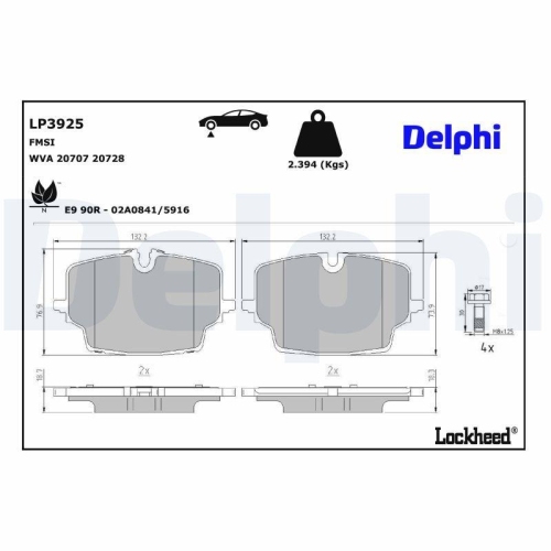 Placute frana BMW 2 Active Tourer (U06) 11.21-, X1 (U11) 07.22-; Mini Mini Cooper (J01) 11.23-, Mini Countryman (U25) 11.23-, Fata, DELPHI