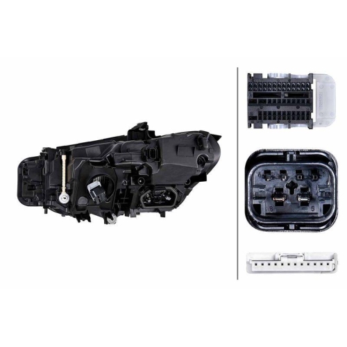 Far Bmw Seria 3 (G20/G21), 07.2022-, montare fata, dreapta, Tip=MATRIX; LED; electric; rama neagra; fara modul LED; cu motor; LED; fara marcaj "BMW", HELLA