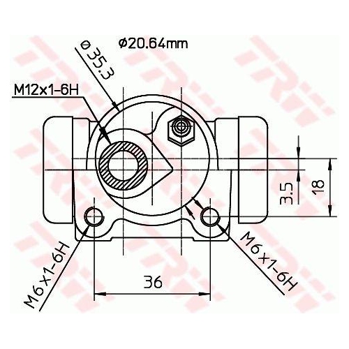 Cilindru receptor frana Citroen C-Elysee, Xsara, ZX; Peugeot 206, 301, 306; Renault 19, Spate, Stanga, TRW