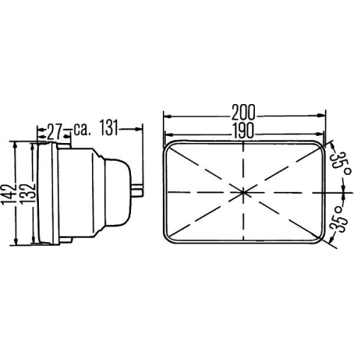 Far HELLA 1AE003427021 stg=dr. diametru 200x142mm, cu lumina de pozitie, 12/24V pentru Chevrolet Daihatsu Ford Honda Jeep Mazda Mitsubishi IsuzuToyota Hi-ace HILUX VW Taro, Nissan Suzuki Pontiac