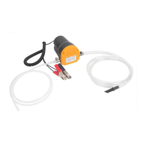 Pompa scos ulei si motorina electrica 12V 5A, debit 3 l/min (ulei), 4 l/min (diesel) , tub 6mm + furtun 12mm