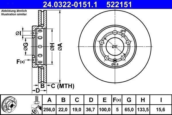 Disc frana Ate 24032201511, parte montare : punte fata