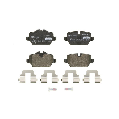 Placute frana Bmw 1 (E81), 1 (E87), 1 Coupe (E82), 3 (E90), 3 Coupe (E92), 116 d, 116 i, 118 d, 118 i, 120 i, 316 d, 316 i, 318 d, 318 i, 320 i, punte spate, pregatit pentru senzor uzura; BREMBO