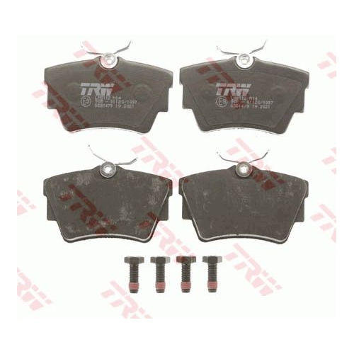 Set placute frana spate Fiat Talento (296), 2016-, Nissan NV300, 2016-2021; Primastar (X83), 2002-2010; Opel Vivaro (X83), 2001-2014; Vivaro B (X82), 2014-2019; Renault Trafic II, 2001-2014; Trafic III, 2014-; VW Transporter T4, 1990-2003; TRW GDB1479