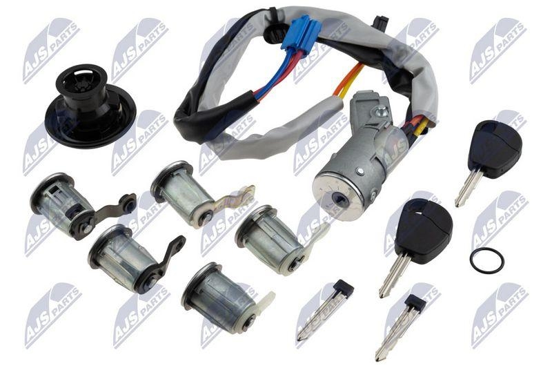 Set butuci, yale usi Citroen Berlingo 1996-2008, Peugeot Partner 1996-2008; contact + usi + capac rezervor, cu doua chei; 4162.CF; NTY, aftermarket