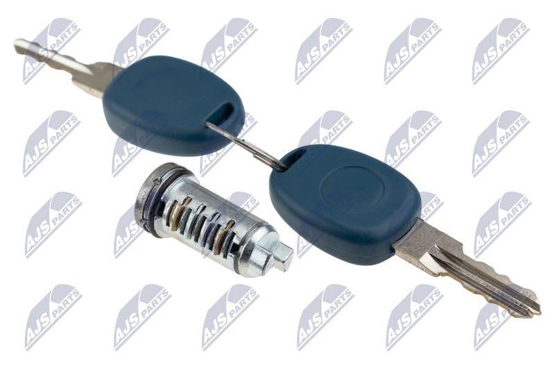 Set incuietoare usa fata Fiat Panda 2003-, Doblo 2001-, Punto II 1999-; stanga = dreapta, cu doua chei, culoare albastra; 71771348; NTY, aftermarket