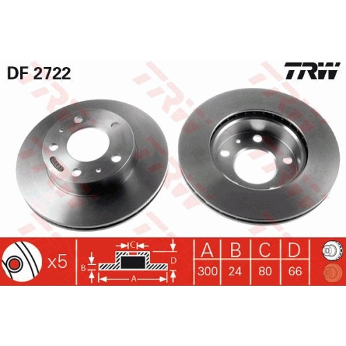 Disc frana Trw DF2722, parte montare : Punte fata