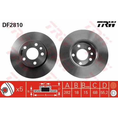 Disc frana Trw DF2810, parte montare : Punte fata