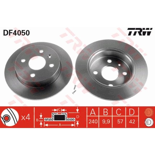 Disc frana Trw DF4050, parte montare : Punte spate