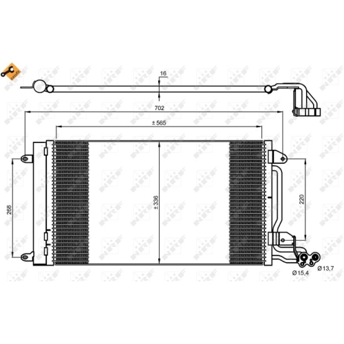 Condensator climatizare, Radiator clima Audi A1 (8x); Seat Ibiza 5 (6j5, 6p1), Toledo 4 (Kg3); Skoda Fabia 2 5J, Fabia 3 (Nj3), Rapid (Nh3), Roomster (5j); Vw Polo (6R), 1.6 TDI, 2.0 TDI, NRF, 6C0816411C