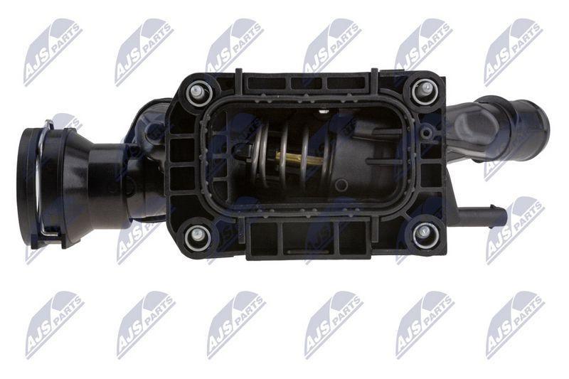 Termostat cu carcasa Ford Focus IV 1.5 ecoblue 2018-, Opel Vivaro 1.5 2019-, Citroen Jumpy III 1.5 BlueHDI 2016-, Peugeot Expert 1.5 BlueHDI 2016-, Toyota Proace 1.5 D-4D 2016-; JX6Q8A586AA; NTY, aftermarket