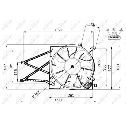 Ventilator radiator GMV Opel Astra G (F48, F08), Zafira A (F75) Nrf 47582