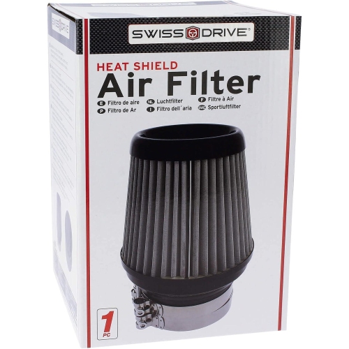 Filtru de aer universal din silicon, cu 6 inele și 2 coliere de prindere., gri