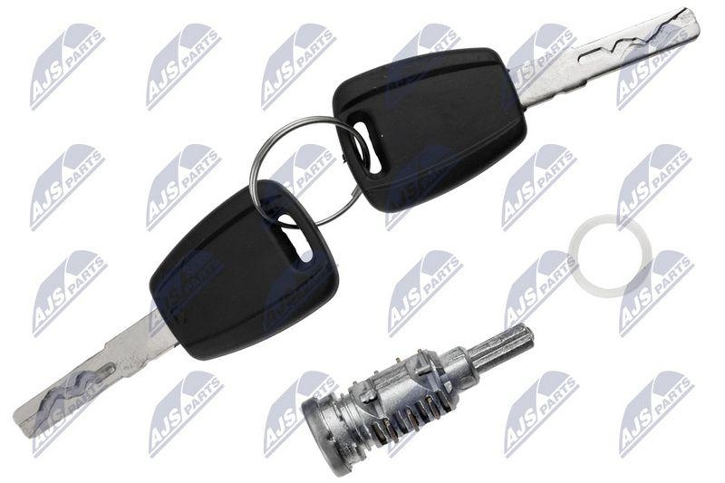 Set incuietoare usa fata Alfa Romeo Giulietta 2010-, Fiat 500l 2012-, Lancia Ypsilon 2011-; partea stanga, cu doua chei; 6000626707; NTY, aftermarket