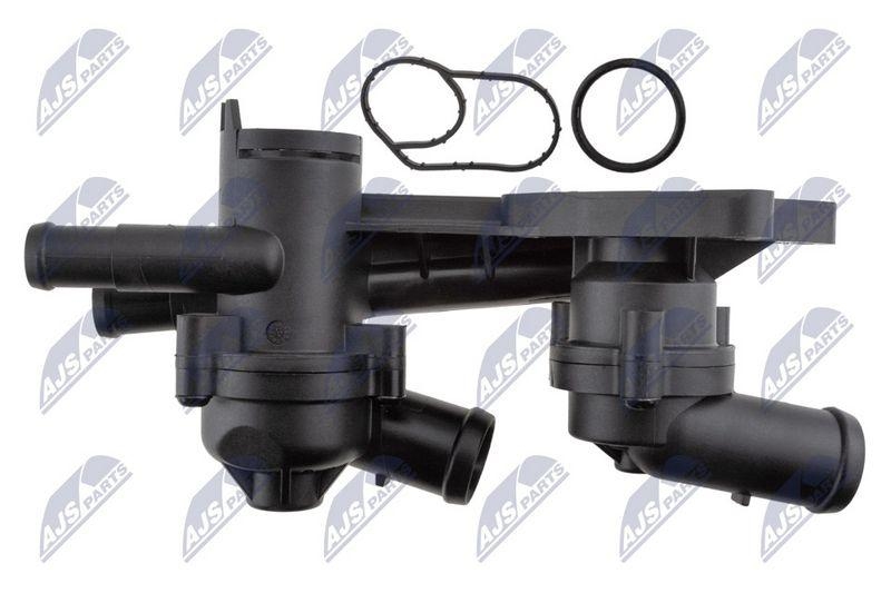 Termostat cu carcasa VW Golf, Passat, Scirocco, Sharan, Tiguan, Touran, Jetta, Eos, Cc, Beetle, Skoda Fabia, Audi A1, Seat Ibiza, Alhambra; 03C121111P; NTY, aftermarket