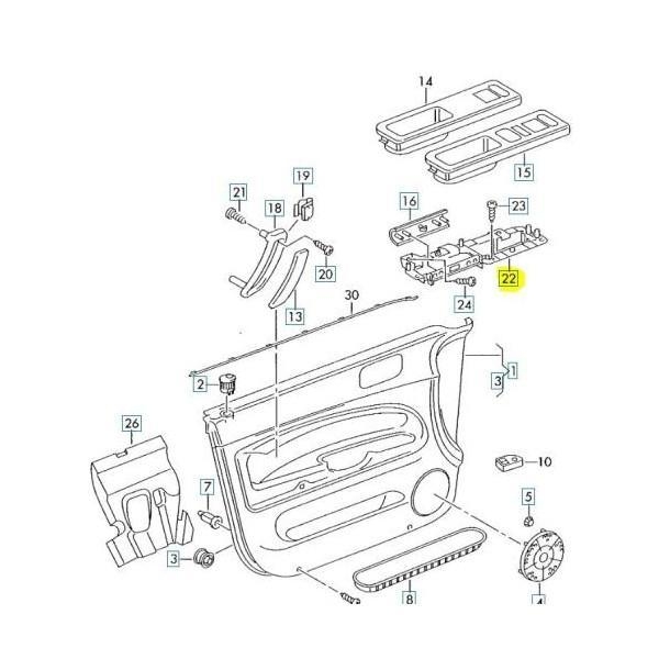 Suport maner interior cadru usa Vw Golf 4 1997-, Bora 1998-, Passat B5 1995-2005, Sharan 1995-, Seat Alhambra 1996-, usa Fata, stg - Scaunul Soferului, NTY EWS-VW-057
