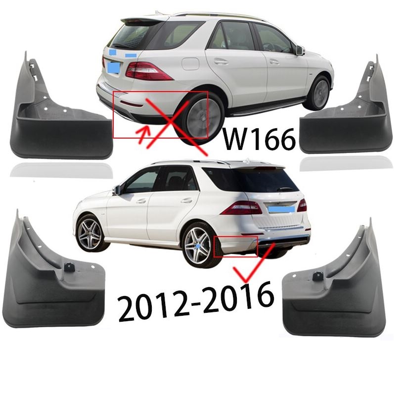 Set aparatori noroi Mercedes Clasa ML W166; ML350 2012-2015, Fata si Spate, 4 buc. (verifica modelul de bara spate)