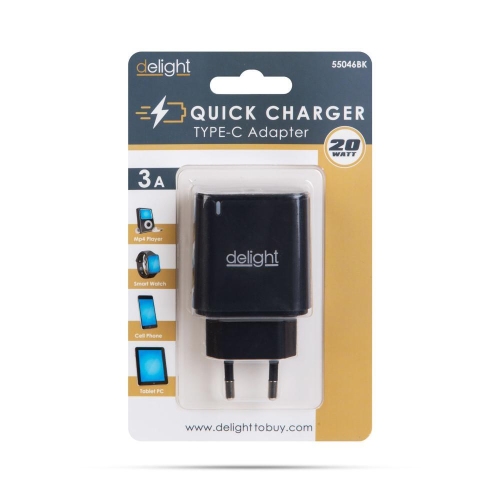 Adaptor - Type-C - incarcator rapid, PD20W - negru